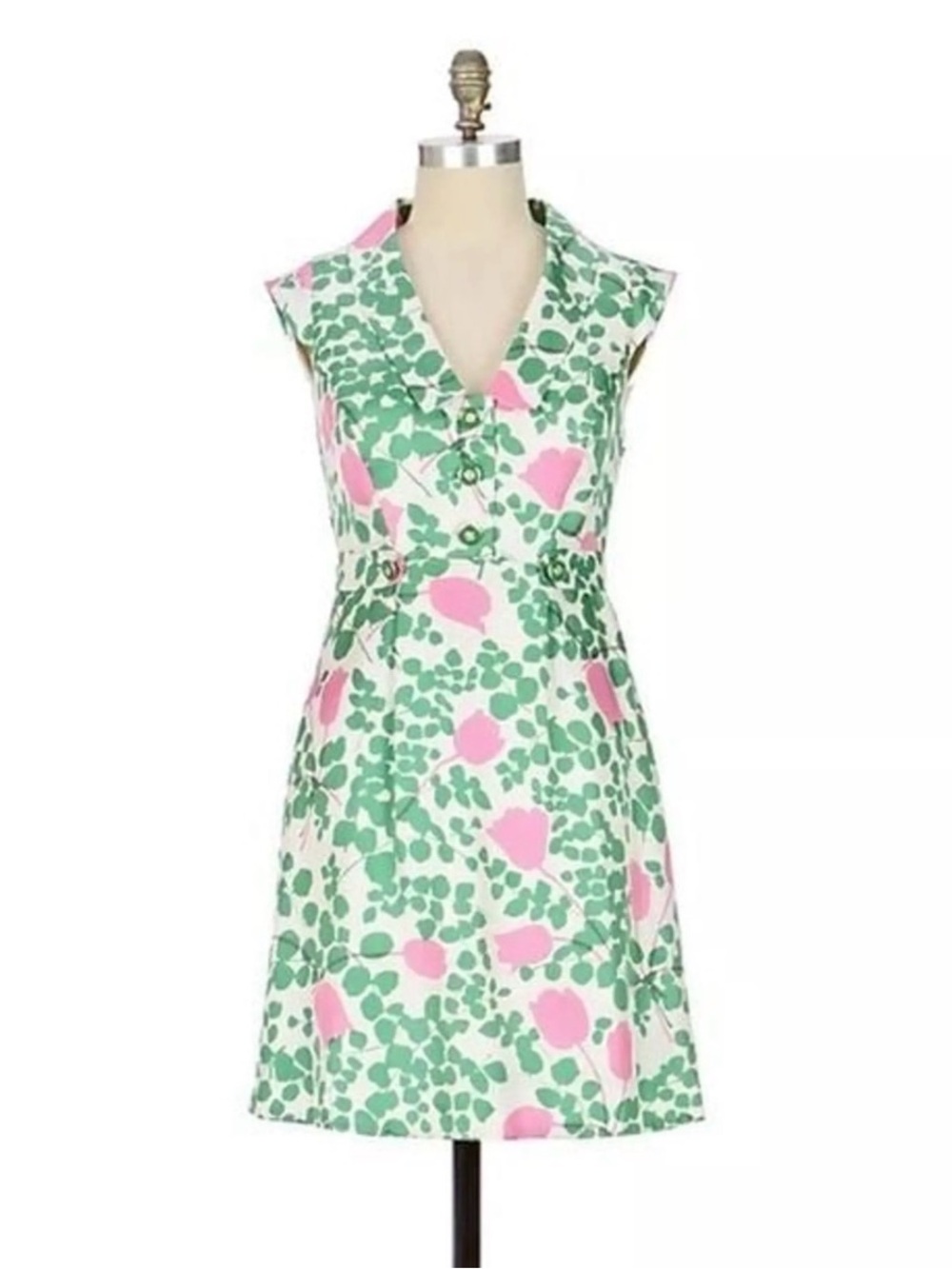 Anthropologie Vintage Moulinette Soeurs Silk Floral Dress Sz 8
